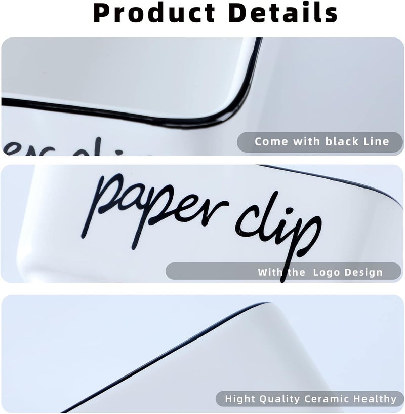 ONTUBE Ceramic Farmhouse Paper Clip Holders for Desk 3.3 Inch, White - Image 3